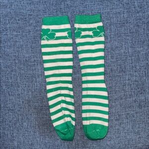 Green and White Striped Socks St.Patrick’s Theme